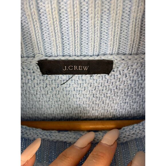 J. Crew Women's Cable Knit Mockneck Pullover Sweater Long Sleeve Blue Size M - Picture 4 of 6